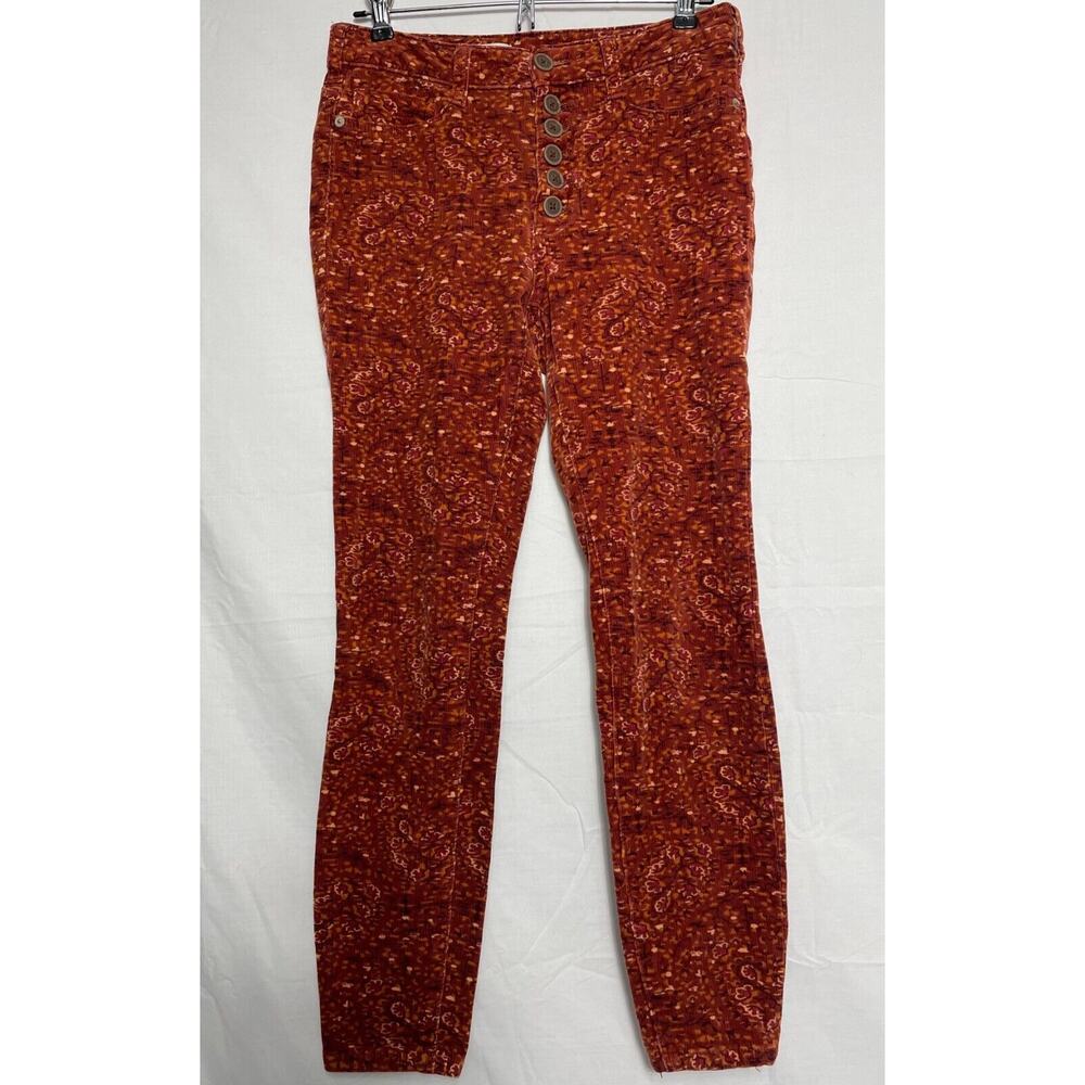 Pilcro Women's Orange Paisley Skinny Jeans